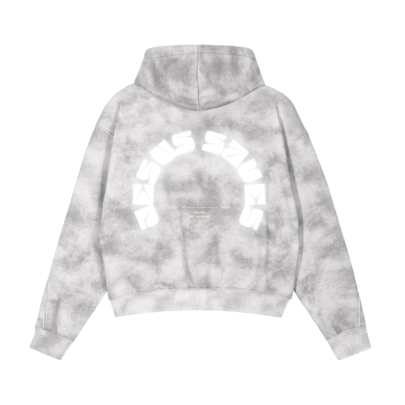 Dirty Washed Zip-Up Fleece "JESUS SAVES" Hoodie