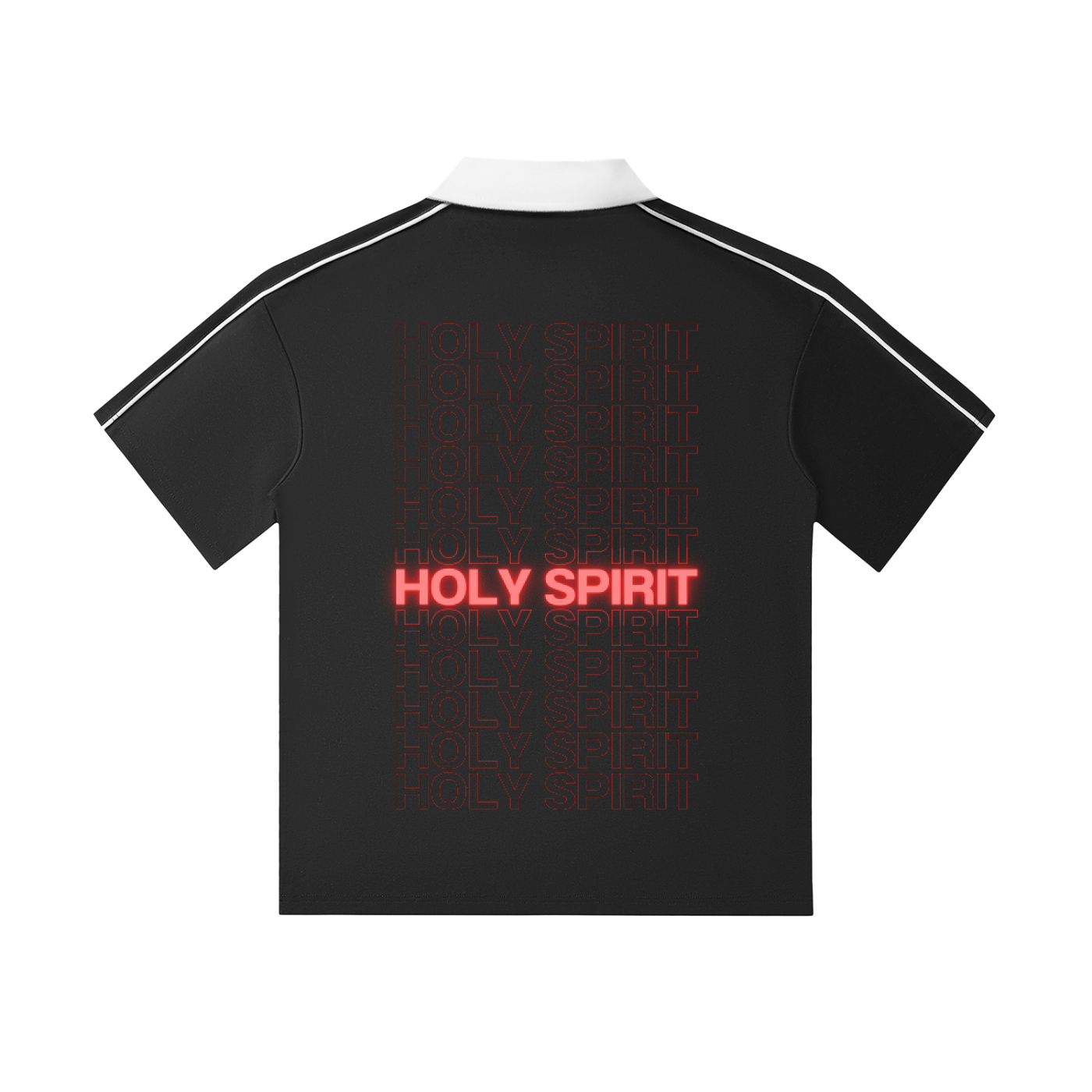 Contrast Collar Short-Sleeve "TRUTH&SPIRIT" Polo Shirt