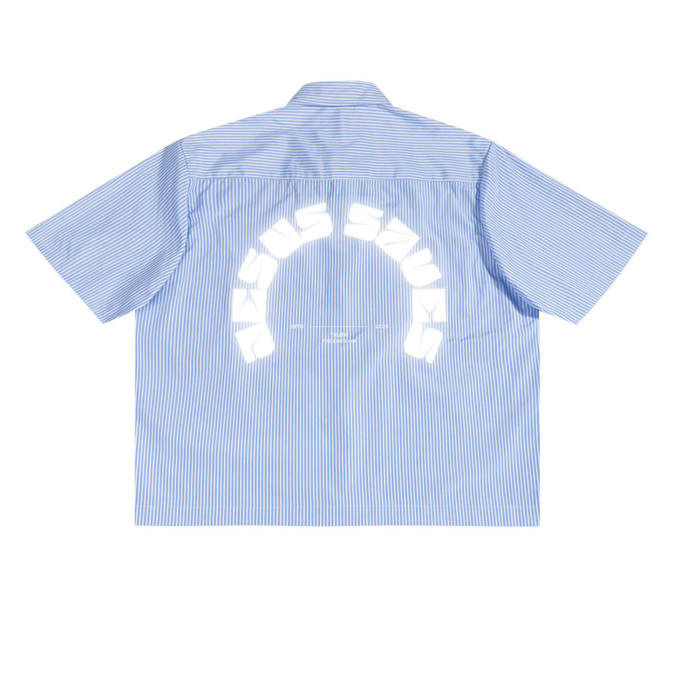 Oversized Vertical Stripe "JESUS SAVES" Boxy Shirt