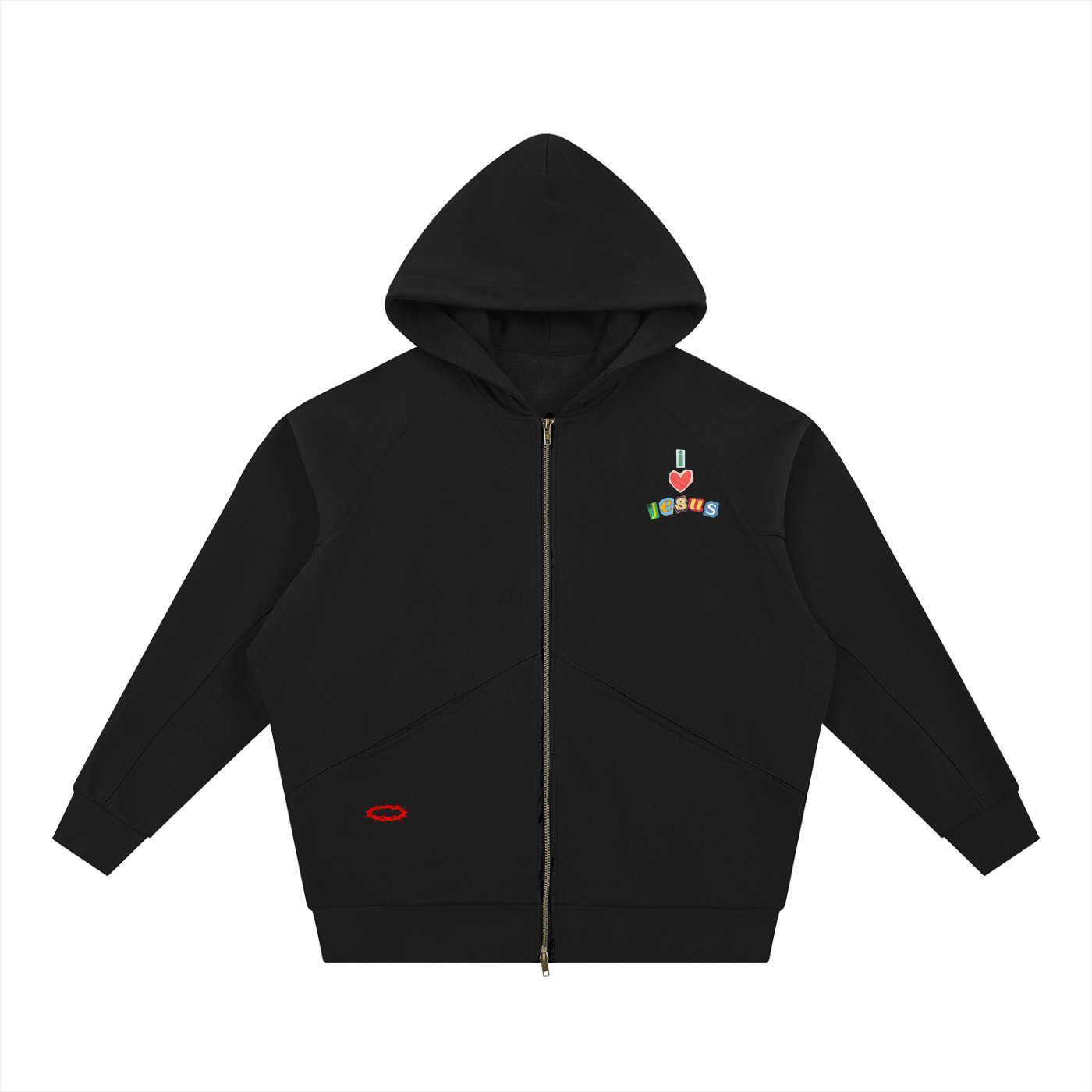 Dolman Sleeve Zip-Through Fleece  "I <3 JESUS"  Hoodie