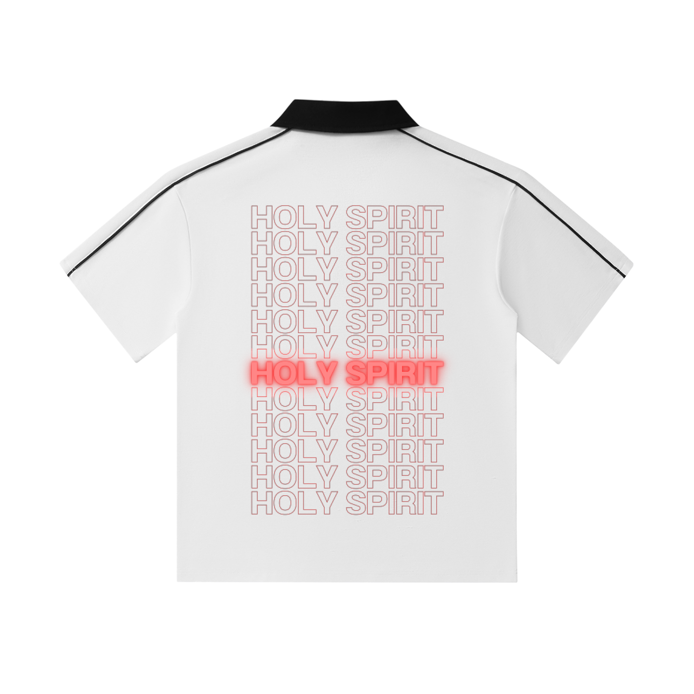 Contrast Collar Short-Sleeve "TRUTH&SPIRIT" Polo Shirt