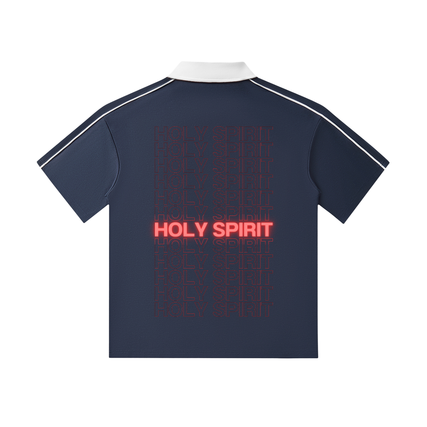 Contrast Collar Short-Sleeve "TRUTH&SPIRIT" Polo Shirt