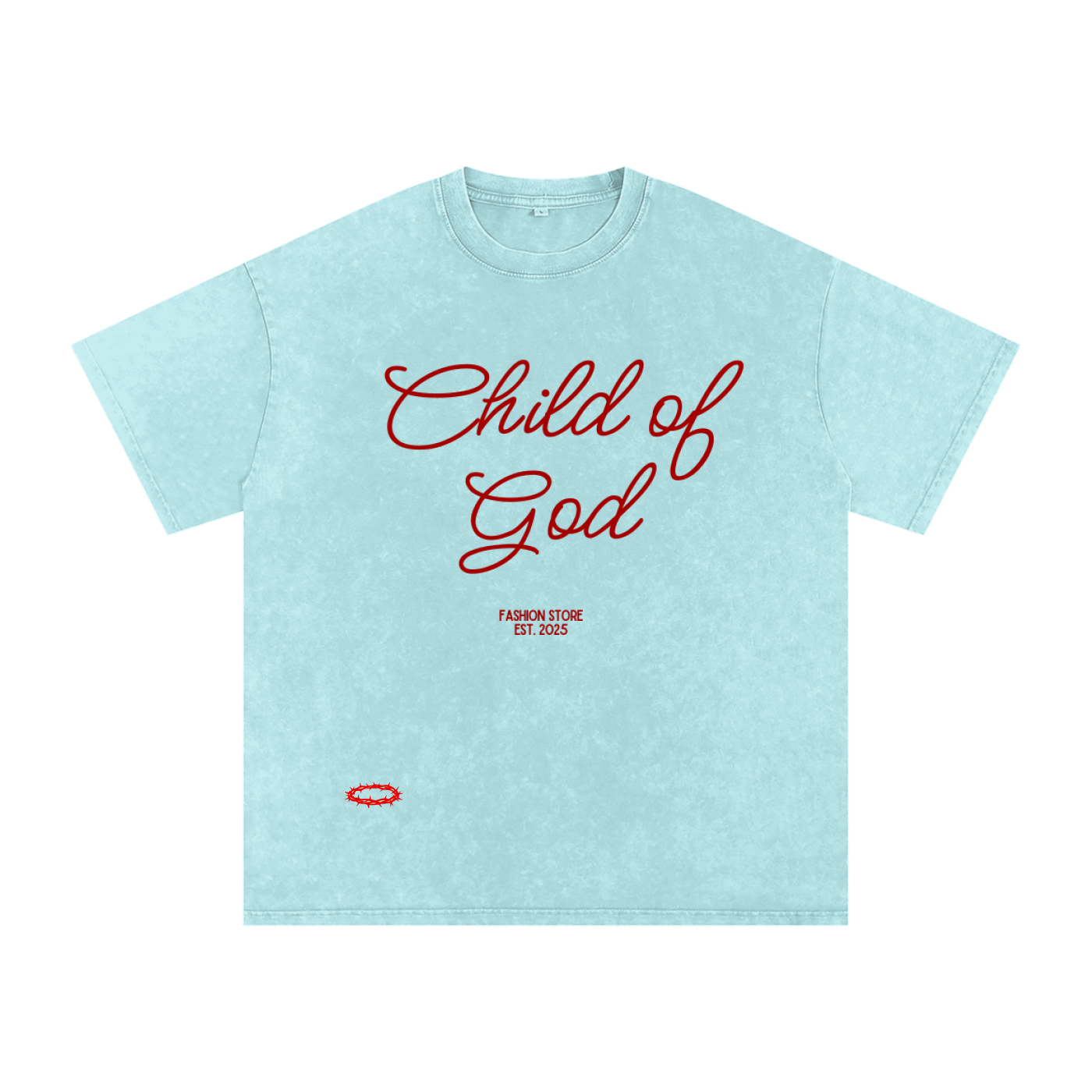 Snow Washed Oversized Cotton "CHILD OF GOD" T-Shirt