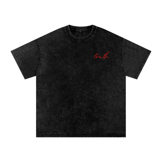 Snow Washed Oversized Cotton "JESUS=TRUTH" T-Shirt
