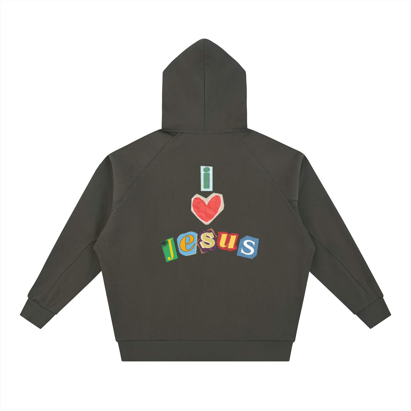 Dolman Sleeve Zip-Through Fleece  "I <3 JESUS"  Hoodie