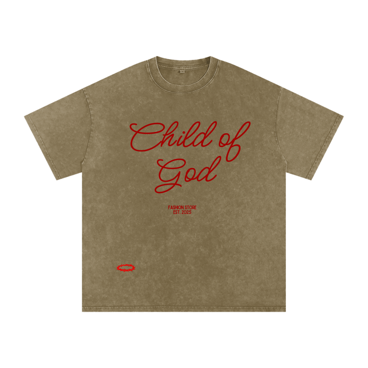 Snow Washed Oversized Cotton "CHILD OF GOD" T-Shirt