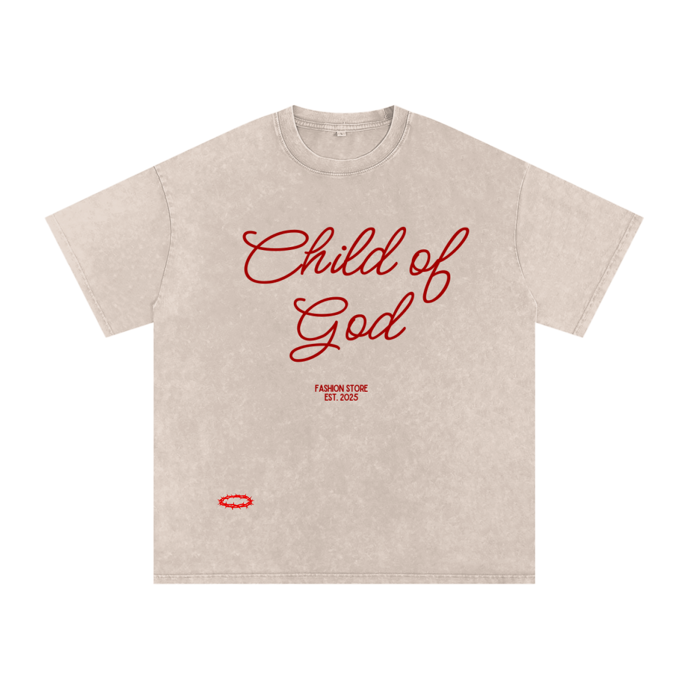Snow Washed Oversized Cotton "CHILD OF GOD" T-Shirt